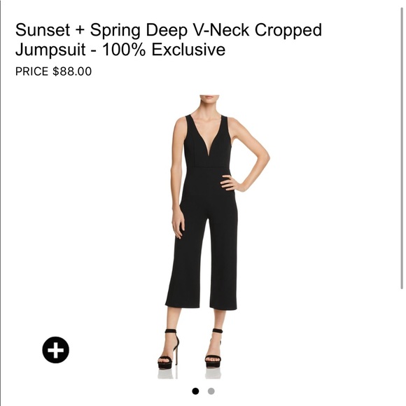 Deep V- cropped Black Jumpsuit- small - Picture 3 of 3